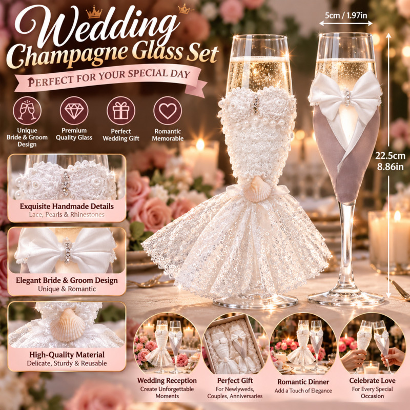 Wedding Champagne Flutes Set B - đánh giá và giá Home Bar Set
